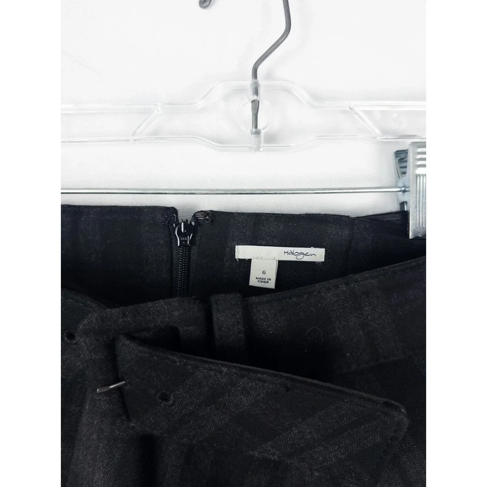 NWT Halogen Skirt Womens 6 Pencil Black Knit Belt Plaid Career‎ Office